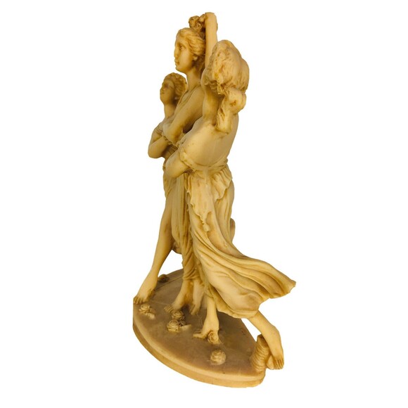Vintage Three Dancing Muses Alfonso Lucchesi Alabaster Graces Ladies Sculpture - Picture 3 of 8